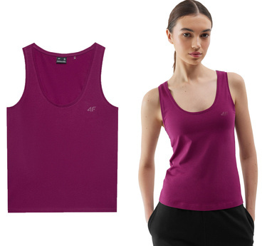 Koszulka damska bez rękawów 4F F041 Top z bawełny fiolet