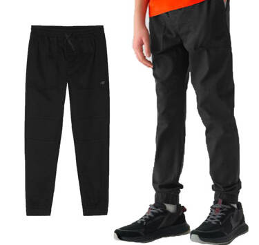 Spodnie chłopięce 4F M588 joggery z bawełny czarne