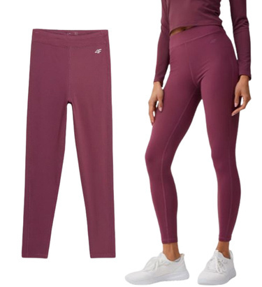 Legginsy z dzianiny 4F F043 długa nogawka fioletowy