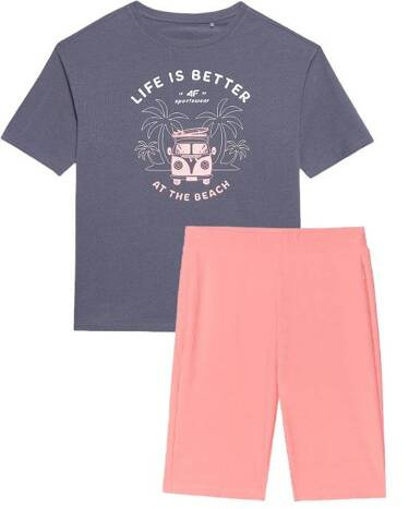 Zestaw dziewczęcy 2 pak 4F luźna koszulka, kolarki