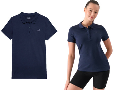 Koszulka damska POLO 4F F132 T-shirt z kołnierzykiem granat