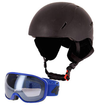 Zestaw zimowy dziecięcy na narty kask + gogle 4F