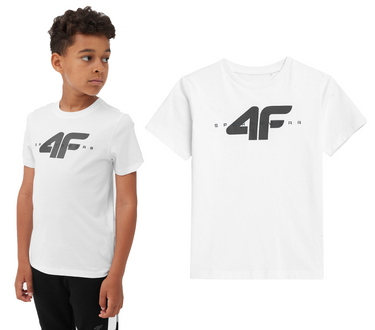 T-shirt chłopięcy 4F bawełna M796 10S biały