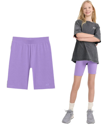 Kolarki dziewczęce 4F F014 51S Spodenki bawełniane fiolet