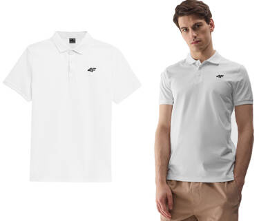 Koszulka męska POLO 4F M129 bawełniana biała
