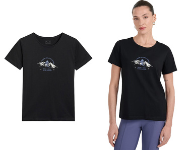 Koszulka damska bawełniana 4F F2713 z nadrukiem czarna