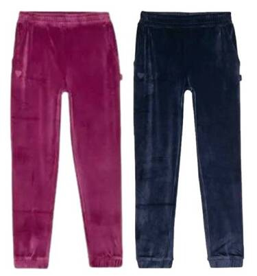 Spodnie dresowe welurowe 4F 2szt różowe i granatowe